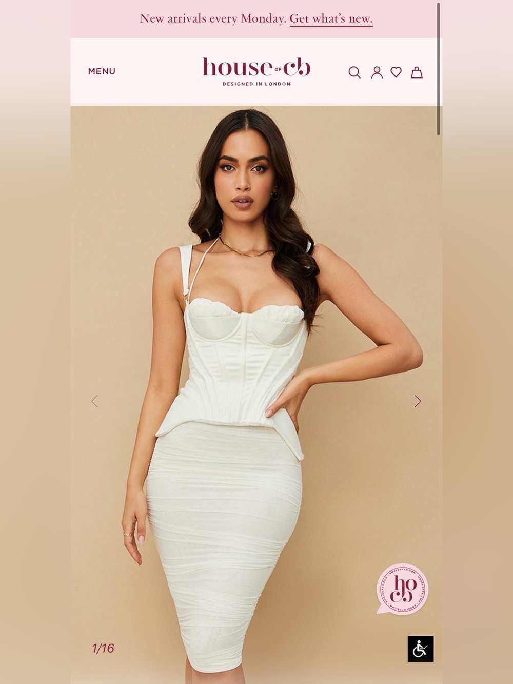 House of CB White Sculpted Corset Midi Dress